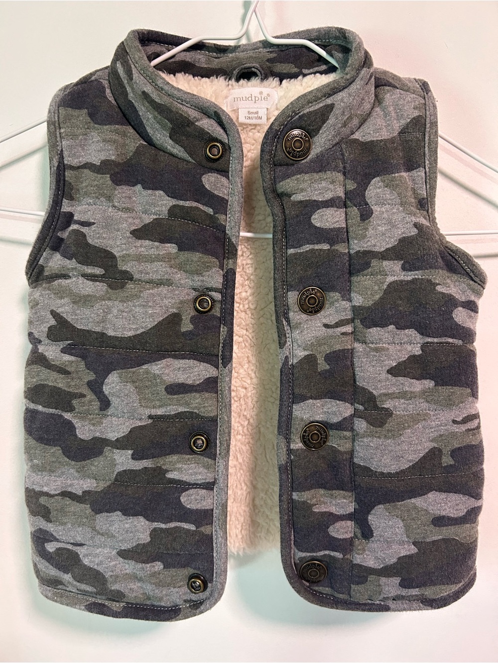 Mud Pie Sherpa Lined Camo Vest